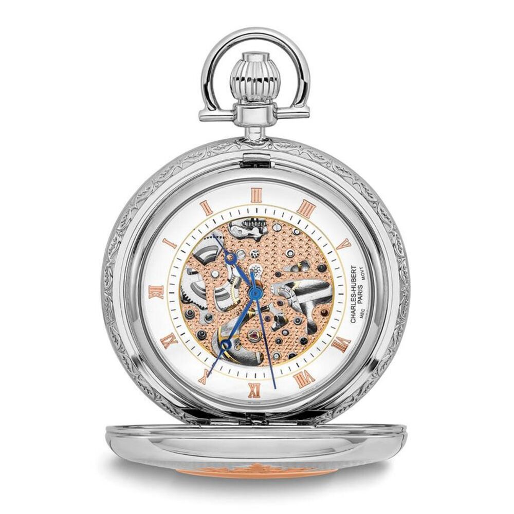 Charles Hubert Two-tone Rose Gold Finish Brass Pocket Watch